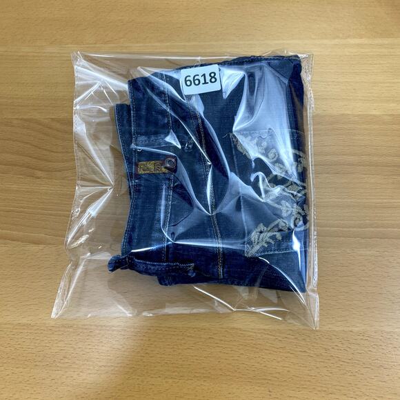 Sandia Jeans Mini Skirt Juniors 7 Blue Denim Stretch Embroidered Back Pockets - Picture 14 of 14